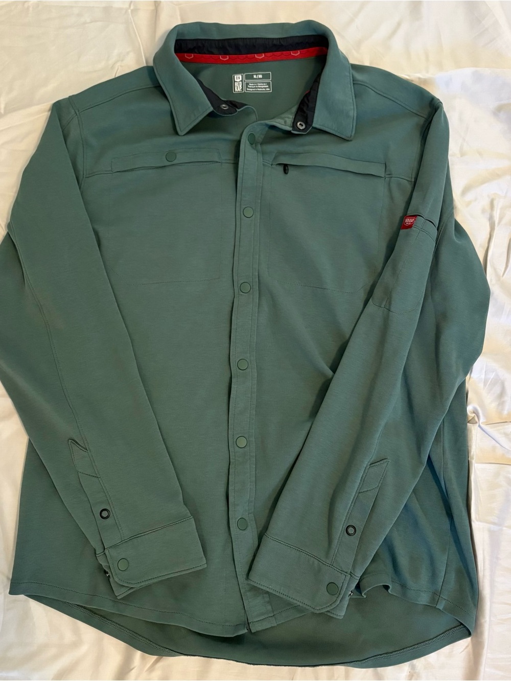 Red Kap Mens XL Green Solid Long Sleeve Button-Up Shirt Pockets